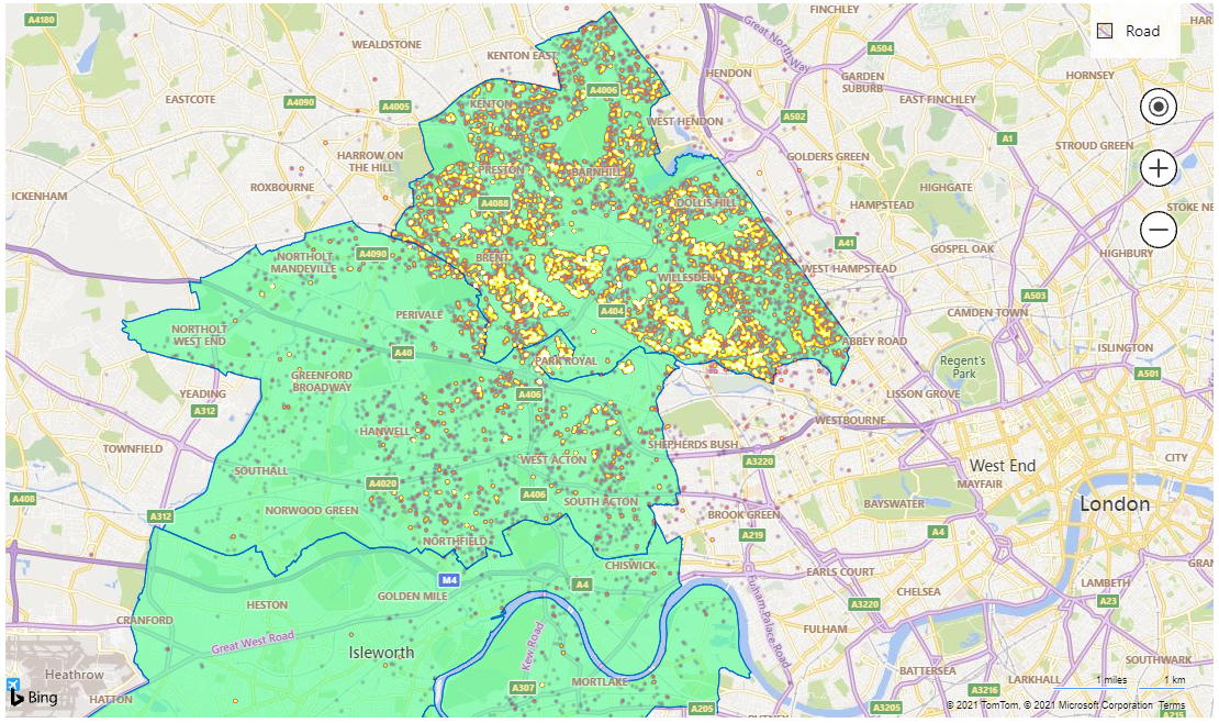 London heat map example